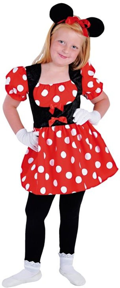 Mickey & Minnie Mouse Kostuum | Klein Ondeugend Tekenfilm Muisje Minnie | Meisje | Maat 116 | Carnaval kostuum | Verkleedkleding